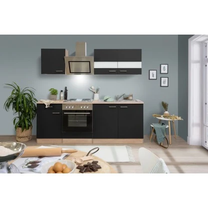 Respekta Economy Küchenzeile KB210ESSS 210 Cm Schwarz-Eiche Sägerau 3 Respekta Economy Küchenzeile KB210ESSS 210 Cm Schwarz-Eiche Sägerau