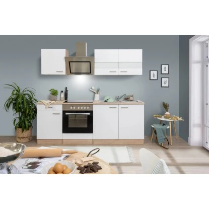 Respekta Economy Küchenzeile KB210ESWSC 210 Cm Weiß-Eiche Sägerau Glänzend 3 Respekta Economy Küchenzeile KB210ESWSC 210 Cm Weiß-Eiche Sägerau Glänzend