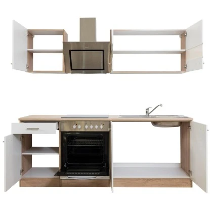 Respekta Economy Küchenzeile KB210ESWSC 210 Cm Weiß-Eiche Sägerau Glänzend 9 Respekta Economy Küchenzeile KB210ESWSC 210 Cm Weiß-Eiche Sägerau Glänzend – Bild 7