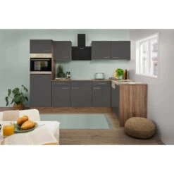 Respekta Winkelküche 280 Cm Grau-Seidenglanz Eiche-York -KüchenTraum KBL280EYGS Kuechenzeile 02