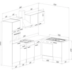 Respekta Winkelküche 280 Cm Grau-Seidenglanz Eiche-York -KüchenTraum KBL280EYGS Kuechenzeile 03