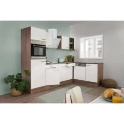 Respekta Winkelküche 280 Cm Weiß-Seidenglanz Eiche-York -KüchenTraum KBL280EYWS Kuechenzeile 02