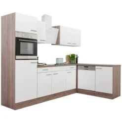 Respekta Winkelküche 280 Cm Weiß-Seidenglanz Eiche-York -KüchenTraum KBL280EYWS Kuechenzeile 05