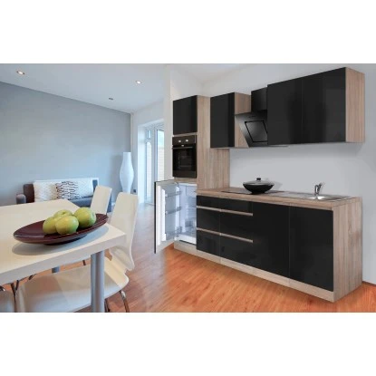 Respekta Küchenzeile GLRP270HESS Grifflos270 Cm Schwarz Hochglanz-Sonoma Eiche 17 Respekta Küchenzeile GLRP270HESS Grifflos270 Cm Schwarz Hochglanz-Sonoma Eiche – Bild 15