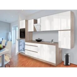 Respekta Küchenzeile GLRP320HESW Grifflos 320 Cm Weiß Hochglanz-Sonoma Eiche 31 Respekta Küchenzeile GLRP320HESW Grifflos 320 Cm Weiß Hochglanz-Sonoma Eiche -KüchenTraum Kuechenzeile GLRP320HESW 1