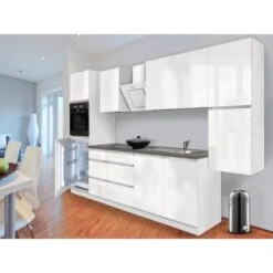 Respekta Küchenzeile GLRP320HWW Grifflos 320 Cm Weiß Hochglanz -KüchenTraum Kuechenzeile GLRP320HWW 1