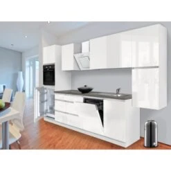 Respekta Küchenzeile GLRP330HWW Grifflos 330 Cm Weiß Hochglanz -KüchenTraum Kuechenzeile GLRP330HWW 1