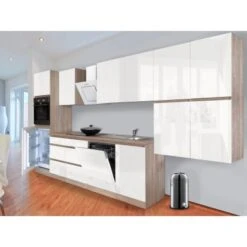 Respekta Küchenzeile GLRP380HESW Grifflos 380 Cm Weiß Hochglanz-Sonoma Eiche 33 Respekta Küchenzeile GLRP380HESW Grifflos 380 Cm Weiß Hochglanz-Sonoma Eiche -KüchenTraum Kuechenzeile GLRP380HESW 1