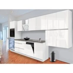 Respekta Küchenzeile GLRP380HWW Grifflos 380 Cm Weiß Hochglanz -KüchenTraum Kuechenzeile GLRP380HWW 1