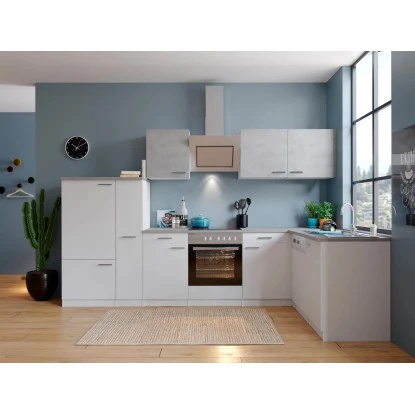 Respekta Winkelküche KBL310WWBSCG 310 X 172 Cm Weiß-Beton Optik 5 Respekta Winkelküche KBL310WWBSCG 310 X 172 Cm Weiß-Beton Optik – Bild 3