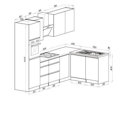 Respekta Premium Winkelküche Grifflos 280 Cm Schwarz Hochglanz-Weiß 17 Respekta Premium Winkelküche Grifflos 280 Cm Schwarz Hochglanz-Weiß – Bild 15