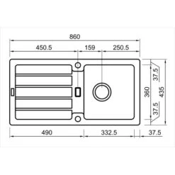 Eurodomo Einbauspüle Bali 86 Cm Graphit 5 Eurodomo Einbauspüle Bali 86 Cm Graphit -KüchenTraum bali 45c graphit skizze 5