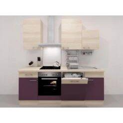Flex-Well Exclusiv Küchenzeile Focus 220 Cm Akazie Nachbildung Aubergine -KüchenTraum block p878220 focus neu 1