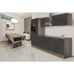 Respekta Küchenzeile KB300EYG 300 Cm Grau Seidenglanz-Eiche York Nachbildung -KüchenTraum chenzeile KB300EYG 300cm 2