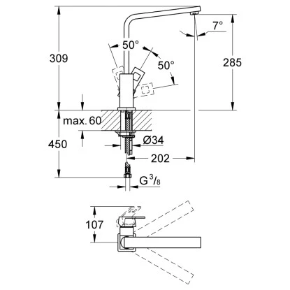 Grohe Küchenarmatur Eurocube DN 15 4 Grohe Küchenarmatur Eurocube DN 15 – Bild 2