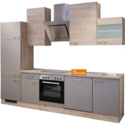 Flex-Well Küchenzeile Arizona 280 Cm Quarz Cubanit-San Remo Eiche -KüchenTraum g2802302015gsparizonafrei