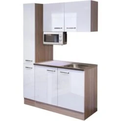 Flex-Well Singleküche 130 Cm Valero Hochglanz Weiß-Sonoma Eiche 6 Flex-Well Singleküche 130 Cm Valero Hochglanz Weiß-Sonoma Eiche -KüchenTraum g 130 801 000 valero frei