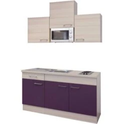 Flex-Well Exclusiv Singleküche Focus 150 Cm Breit Akazie-Aubergine -KüchenTraum g 150 1003 019 focus frei