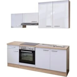 Flex-Well Exclusiv Küchenzeile Valero 210 Cm Hochglanz Weiß-Sonoma Eiche -KüchenTraum g 210 1601 008 valero free