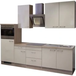 Flex-Well Exclusiv Küchenzeile Orlando 270 Cm Kaschmir Glanz-Sonoma Eiche NB -KüchenTraum g 270 2223 015 nepal frei