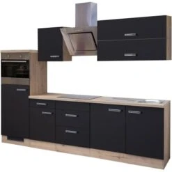 Flex-Well Exclusiv Küchenzeile Lara 270 Cm Anthrazit-San Remo Eiche NB -KüchenTraum g 270 2224 015 milano frei