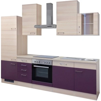 Flex-Well Exclusiv Küchenzeile Focus 280 Cm Akazie-Aubergine 5 Flex-Well Exclusiv Küchenzeile Focus 280 Cm Akazie-Aubergine – Bild 3