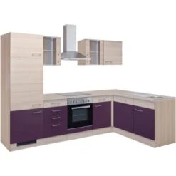 Flex-Well Exclusiv Winkelküche Focus 280 Cm Akazie-Aubergine -KüchenTraum g 999 2802 014 focus frei