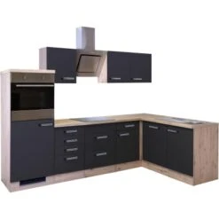 Flex-Well Exclusiv Winkelküche Lara 280 X 170 Cm Anthrazit Matt-San Remo Eiche -KüchenTraum g 999 2813 015 frei milano