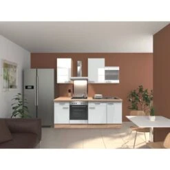 Flex-Well Exclusiv Küchenzeile Valero 220 Cm Hochglanz Weiß-Sonoma Eiche -KüchenTraum ile 220 cm G2201702022VA 2