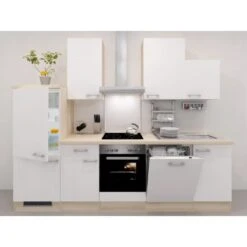 Flex-Well Exclusiv Küchenzeile Abaco 280 Cm Perlmutt Glänzend-Akazie