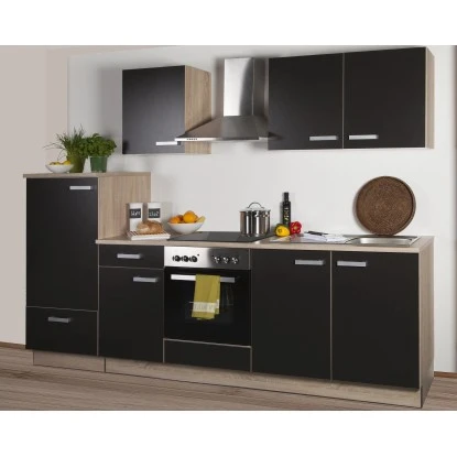 Küchenzeile Litra 270 Cm Lava Melamin-Sonoma Eiche Kühlschrank Links 3 Küchenzeile Litra 270 Cm Lava Melamin-Sonoma Eiche Kühlschrank Links