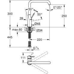 Grohe Einhand-Küchenarmatur Essence 7 Grohe Einhand-Küchenarmatur Essence -KüchenTraum ltischbatterie mazeichnung 5
