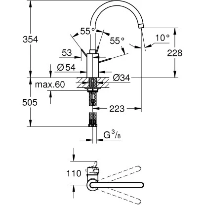 Grohe Küchenarmatur Eurosmart Cosmopolitan DN 15 Mit Hohem Schwenkbaren Auslauf 5 Grohe Küchenarmatur Eurosmart Cosmopolitan DN 15 Mit Hohem Schwenkbaren Auslauf – Bild 3