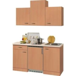 Flex-Well Classic Küchenzeile Nano 150 Cm Buche Nachbildung -KüchenTraum singlekuechenblock150cm 2