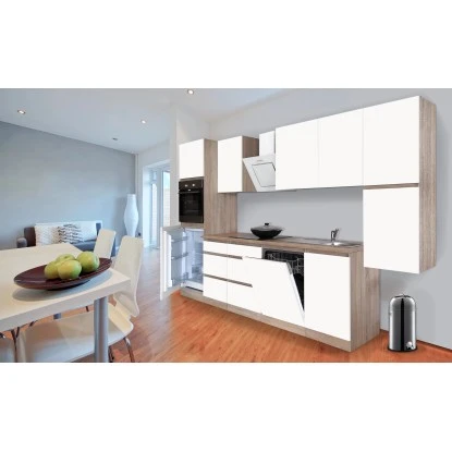 Respekta Küchenzeile GLRP330HESWM Grifflos 330 Cm Weiß Matt-Sonoma Eiche 21 Respekta Küchenzeile GLRP330HESWM Grifflos 330 Cm Weiß Matt-Sonoma Eiche – Bild 19