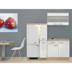 Flex-Well Exclusiv Küchenzeile Valero 190 Cm Hochglanz Weiß-Sonoma Eiche -KüchenTraum uechenzeile valero 190cm 2